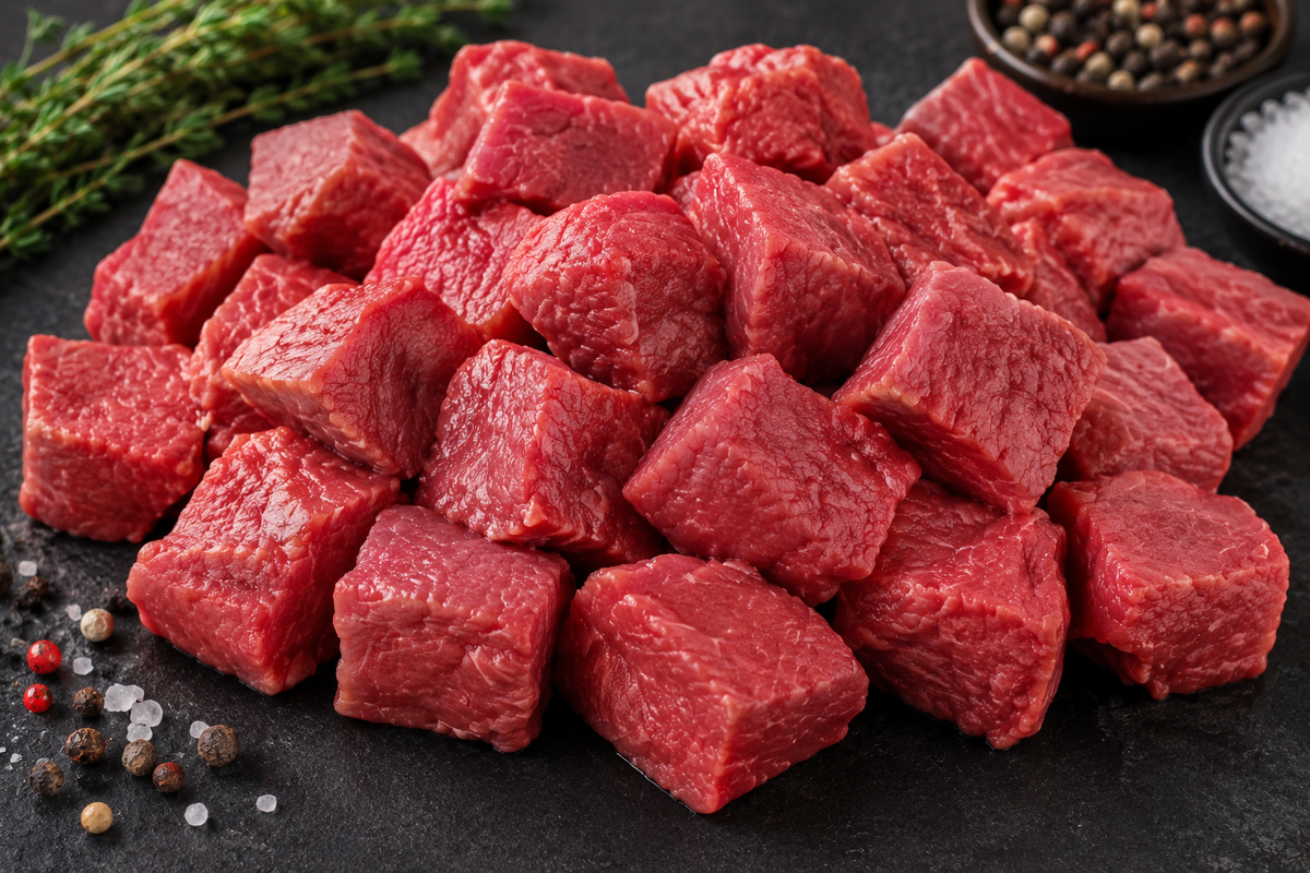 Beef Boneless Cubes Lean - No Fat.